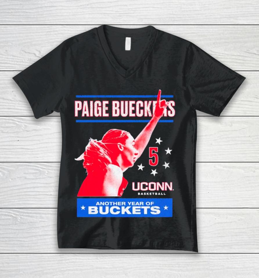 Paige Bueckers Uconn Huskies Another Year Of Buckets Unisex V-Neck T-Shirt
