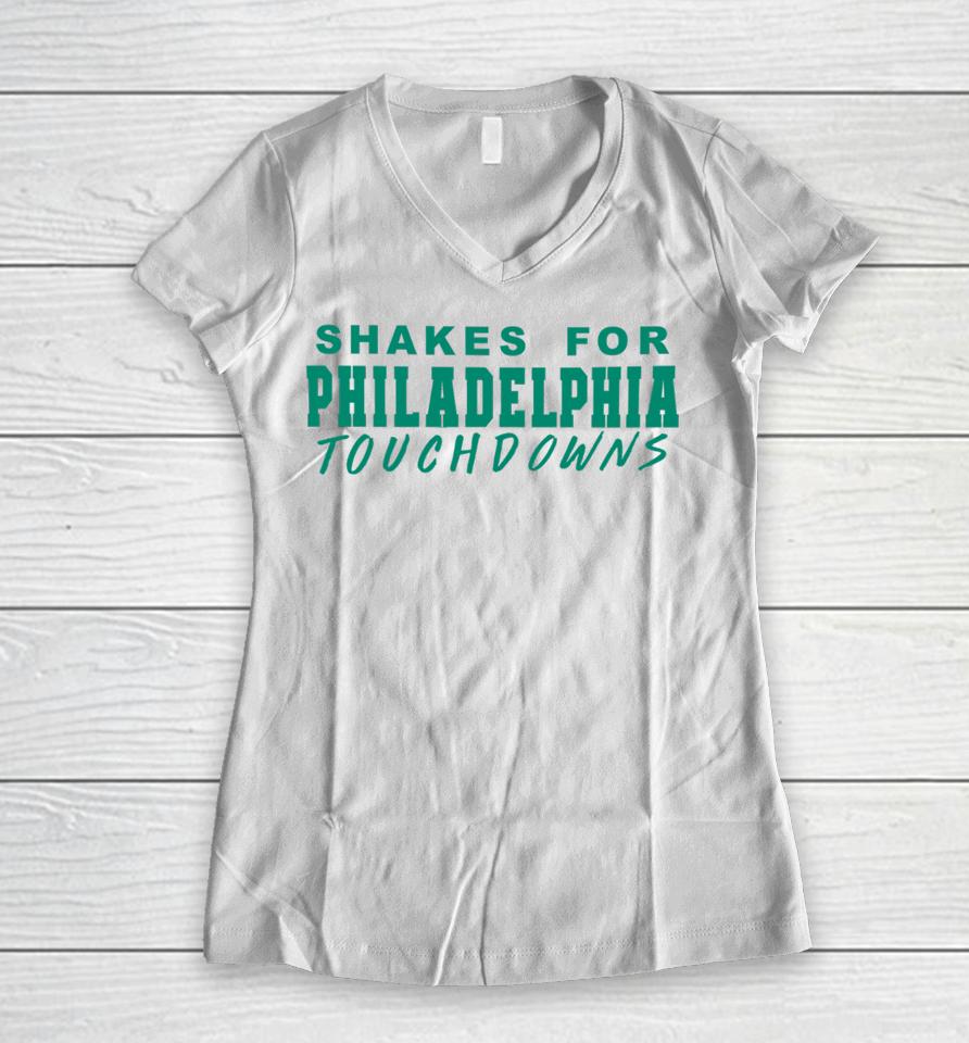 Paige Spiranac Wearing Shakes For Philadelphia Touchdowns Women V-Neck T-Shirt