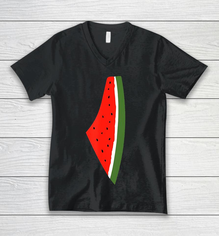Palestine Flag Watermelon Peace Unisex V-Neck T-Shirt