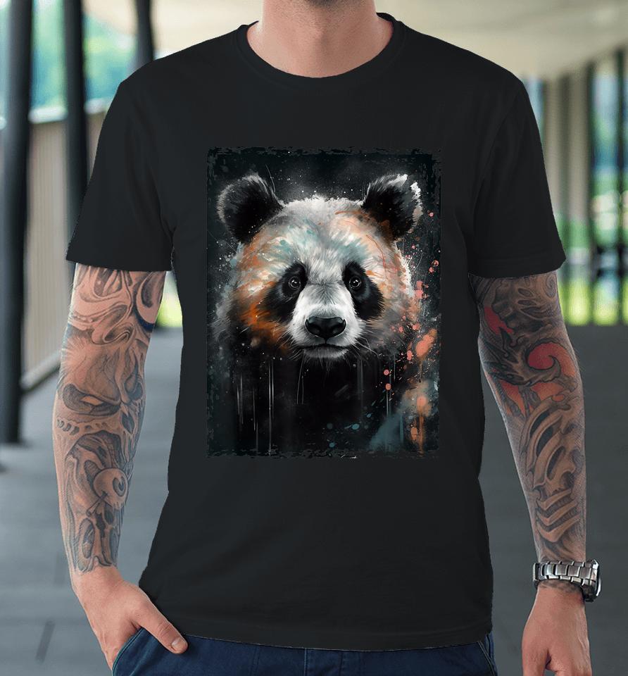Panda Watercolor Panda Lovers Oil Painting Premium T-Shirt