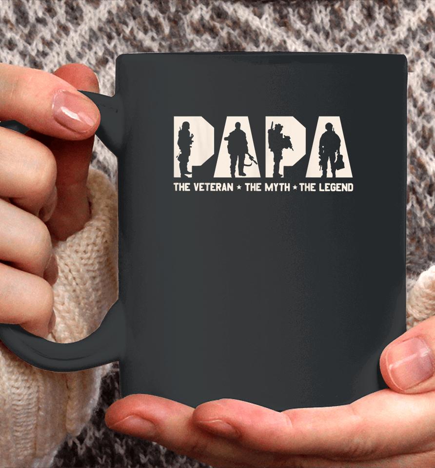 Papa Veteran The Myth The Legend Fathers Day Grandpa Coffee Mug