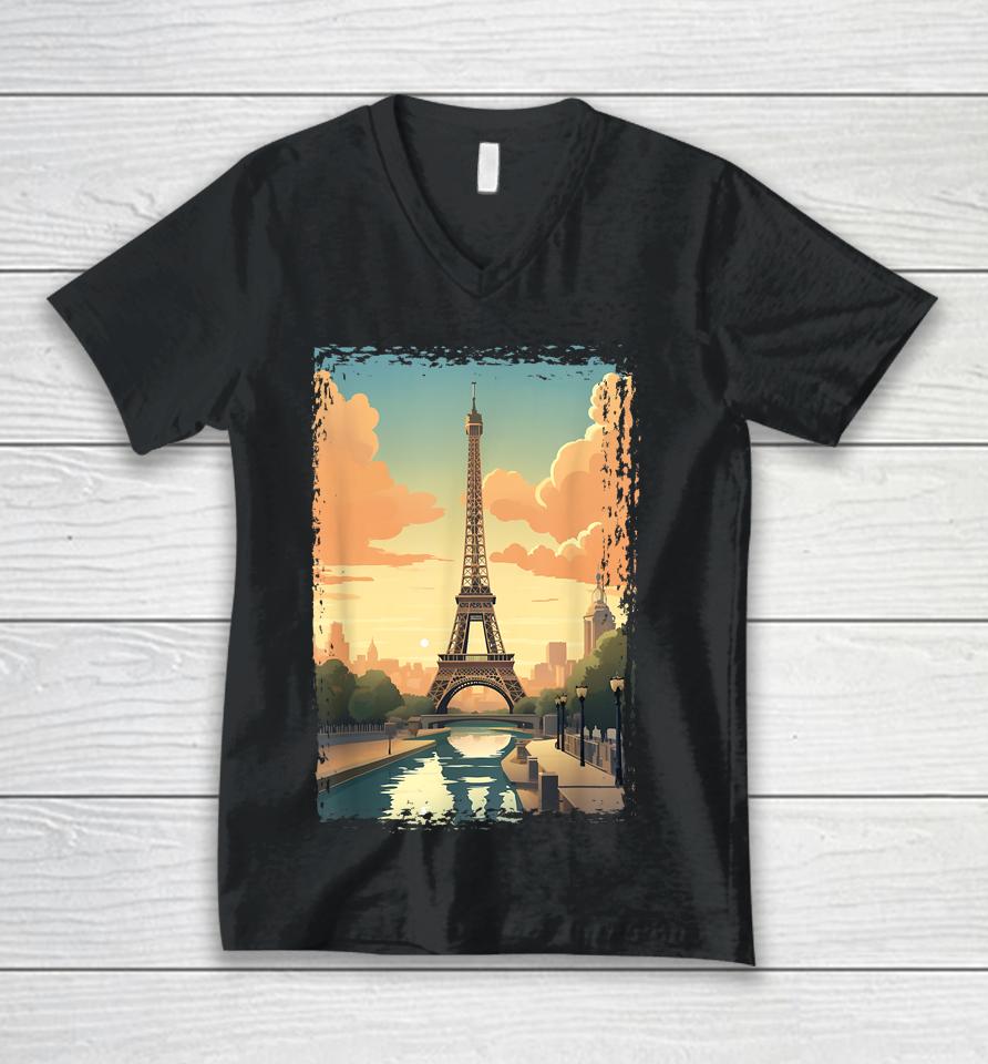 Paris Eiffel Tower I Love Paris Souvenir France Unisex V-Neck T-Shirt