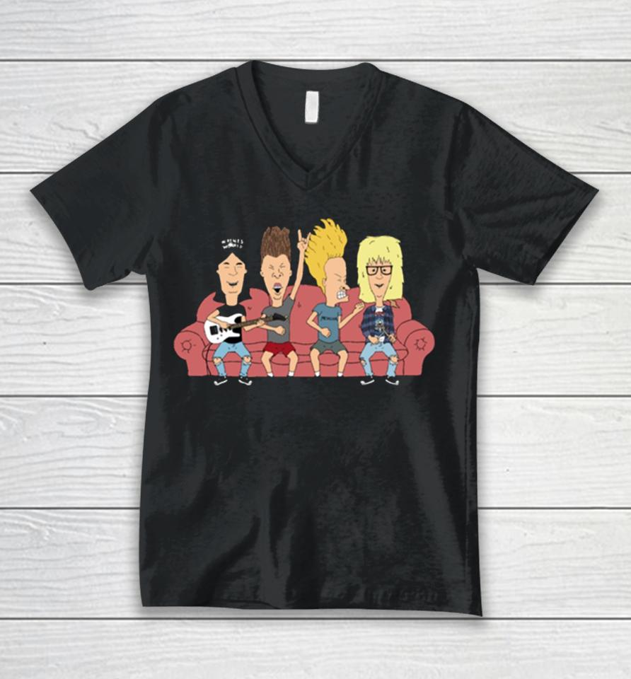 Party On Couch Beavis And Butthead Unisex V-Neck T-Shirt