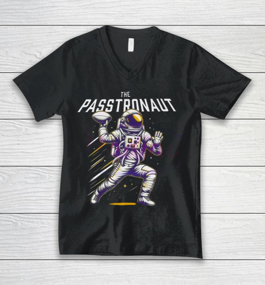 Passtronaut Throwing A Football Unisex V-Neck T-Shirt
