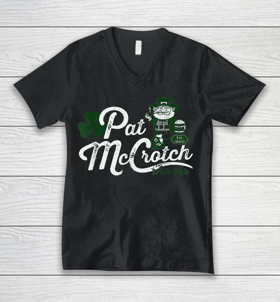 Pat Mccrotch Irish Pub Funny St Patrick's Day Dirty Adult Unisex V-Neck T-Shirt
