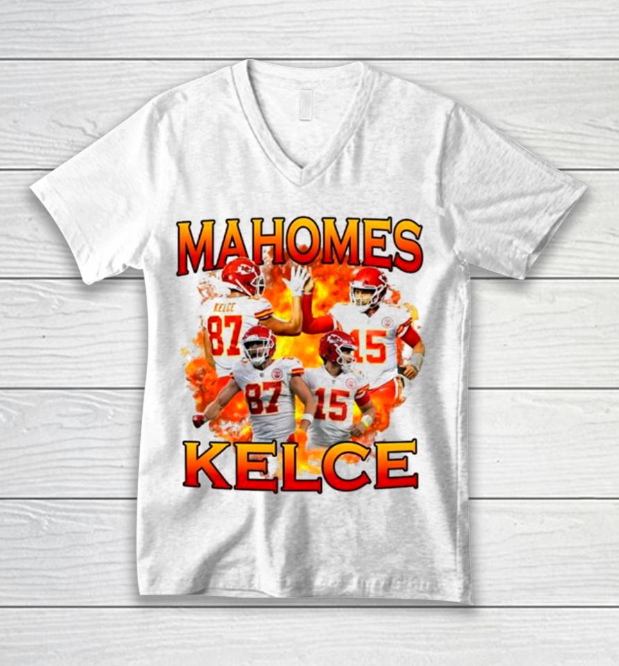 Patrick Mahomes And Travis Kelce Kansas City Chiefs Players Unisex V-Neck T-Shirt