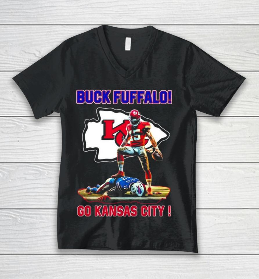 Patrick Mahomes Josh Allen Buck Fuffalo Go Kansas City Unisex V-Neck T-Shirt