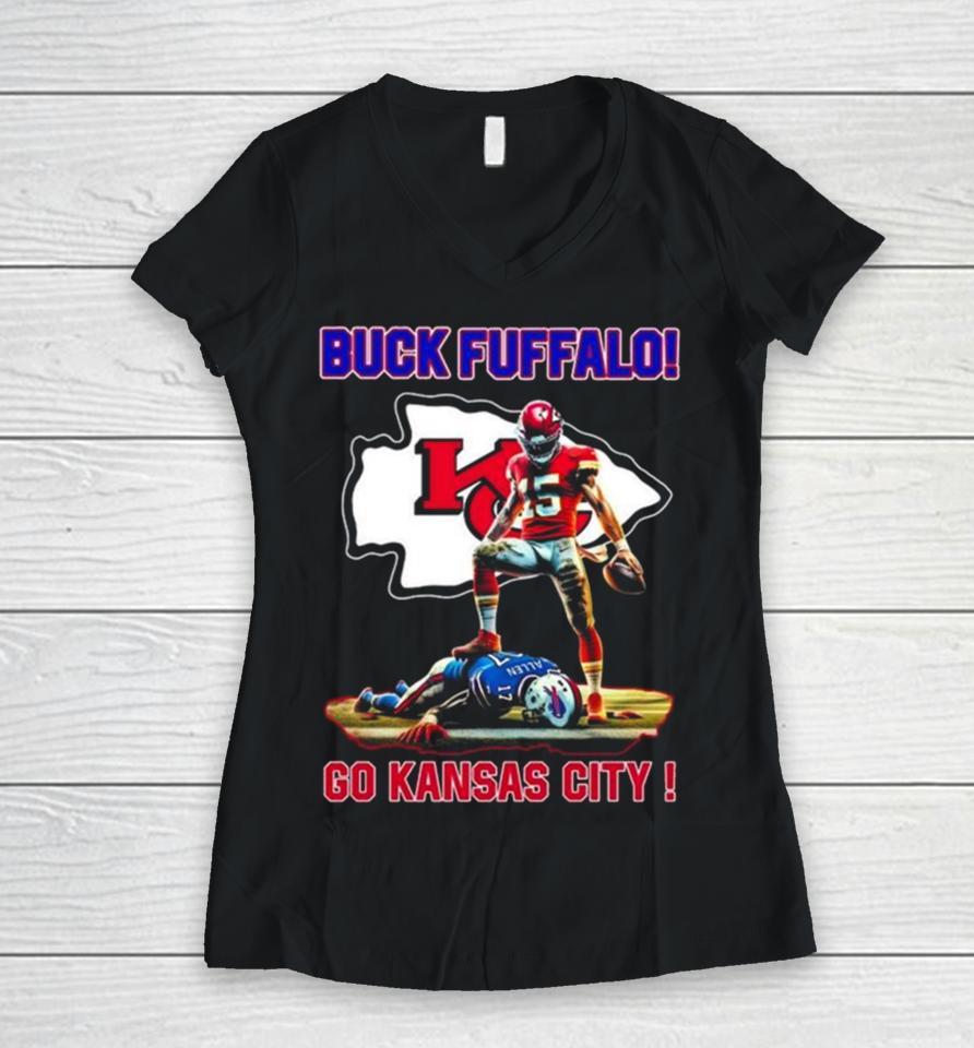 Patrick Mahomes Josh Allen Buck Fuffalo Go Kansas City Women V-Neck T-Shirt