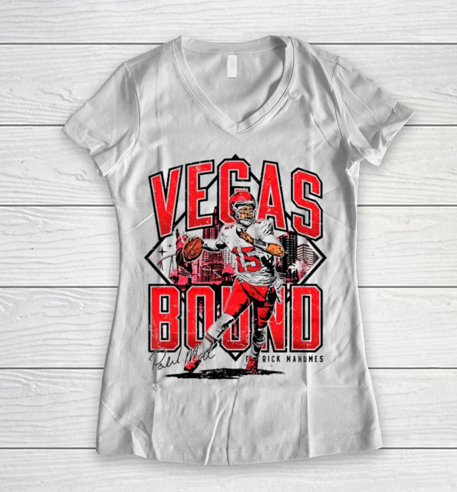 Patrick Mahomes Kansas City Chiefs Vegas Women V-Neck T-Shirt