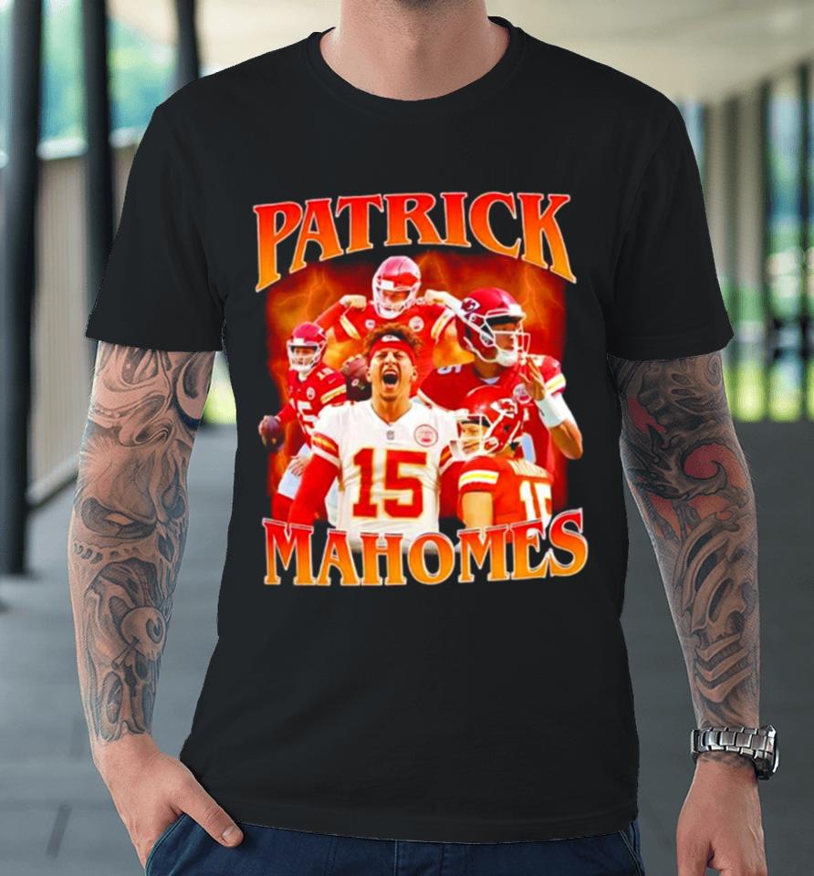 Patrick Mahomes Number 15 Kansas City Chiefs Football Player Portrait Lightning Premium T-Shirt