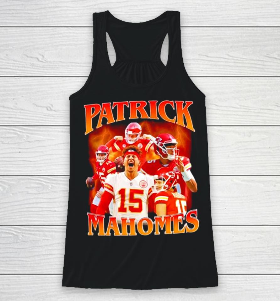 Patrick Mahomes Number 15 Kansas City Chiefs Football Player Portrait Lightning Racerback Tank