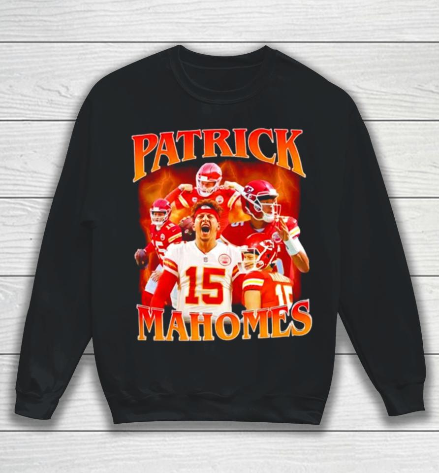 Patrick Mahomes Number 15 Kansas City Chiefs Football Player Portrait Lightning Sweatshirt