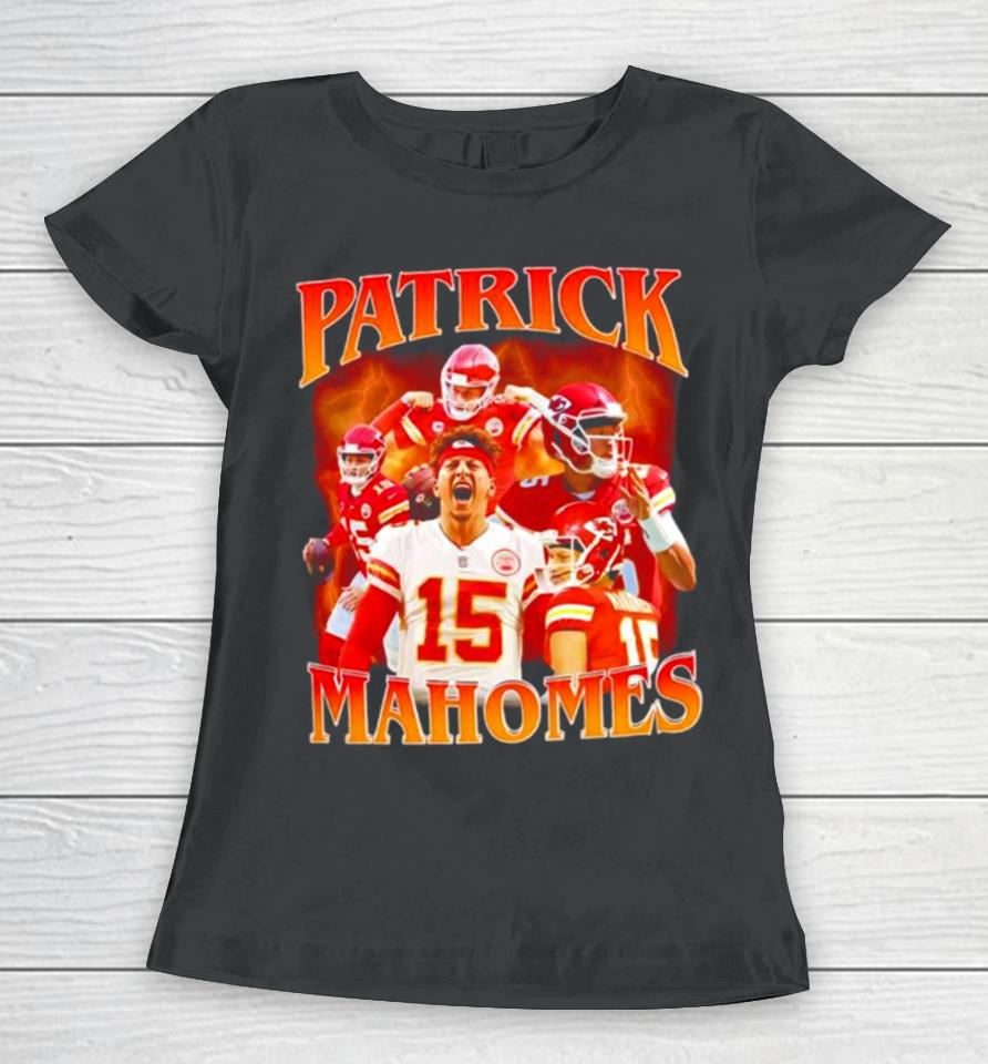 Patrick Mahomes Number 15 Kansas City Chiefs Football Player Portrait Lightning Women T-Shirt