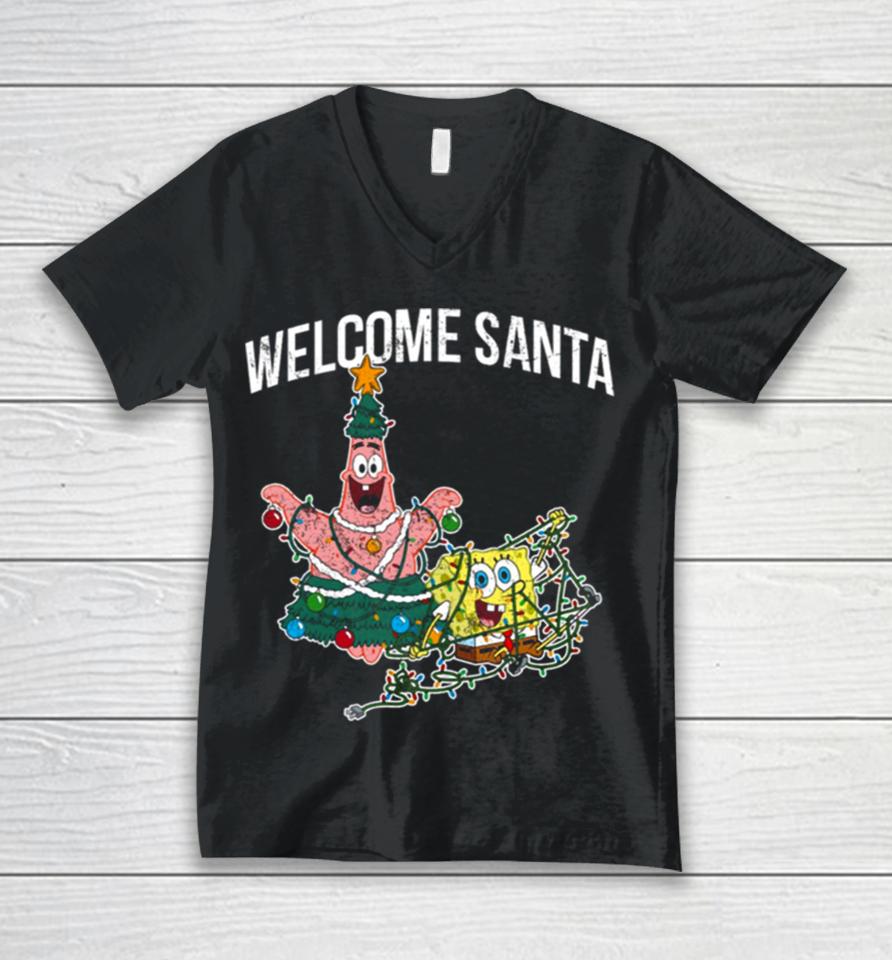 Patrick Star Welcome Santa Christmas Halloween Spongebob Unisex V-Neck T-Shirt
