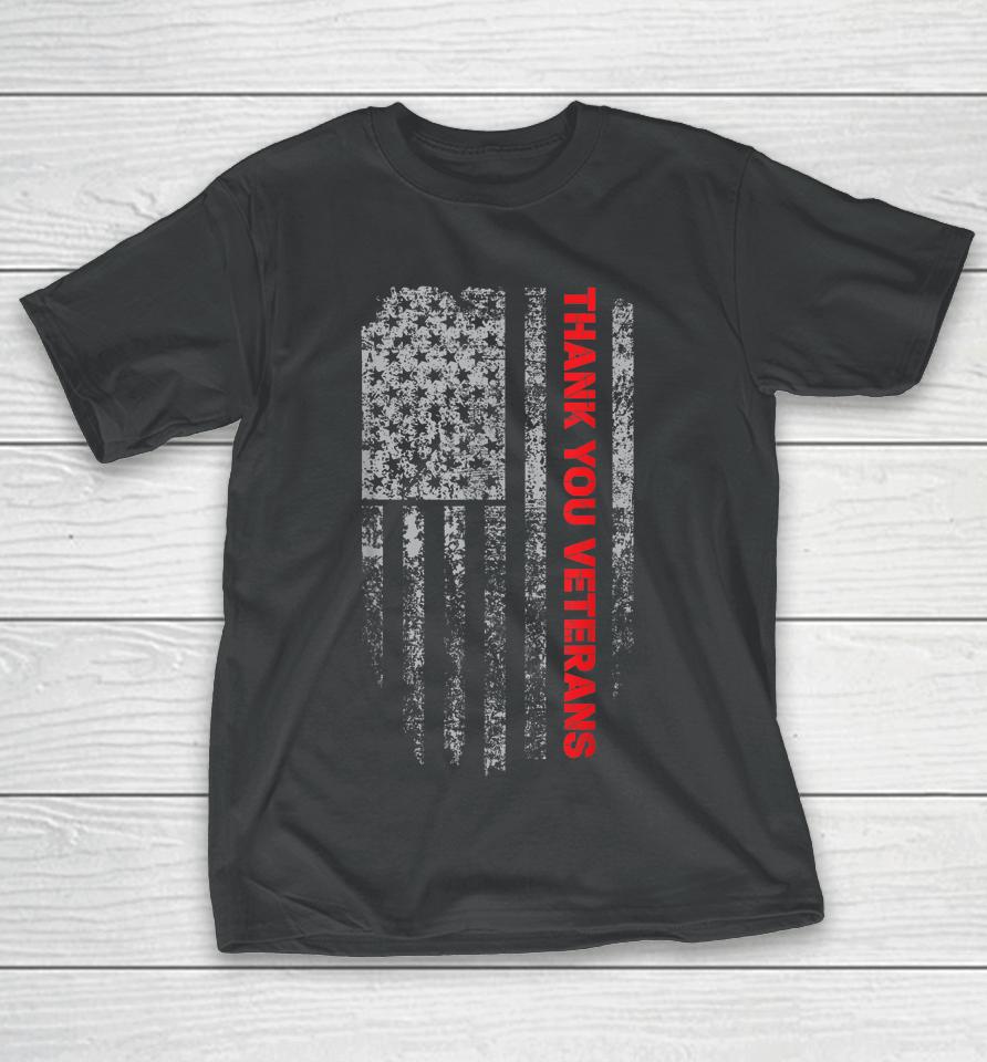 Patriotic American Flag Thank You Veterans T-Shirt