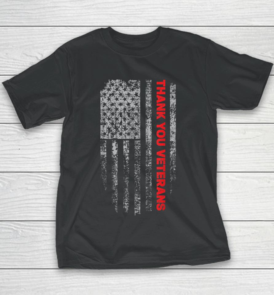 Patriotic American Flag Thank You Veterans Youth T-Shirt