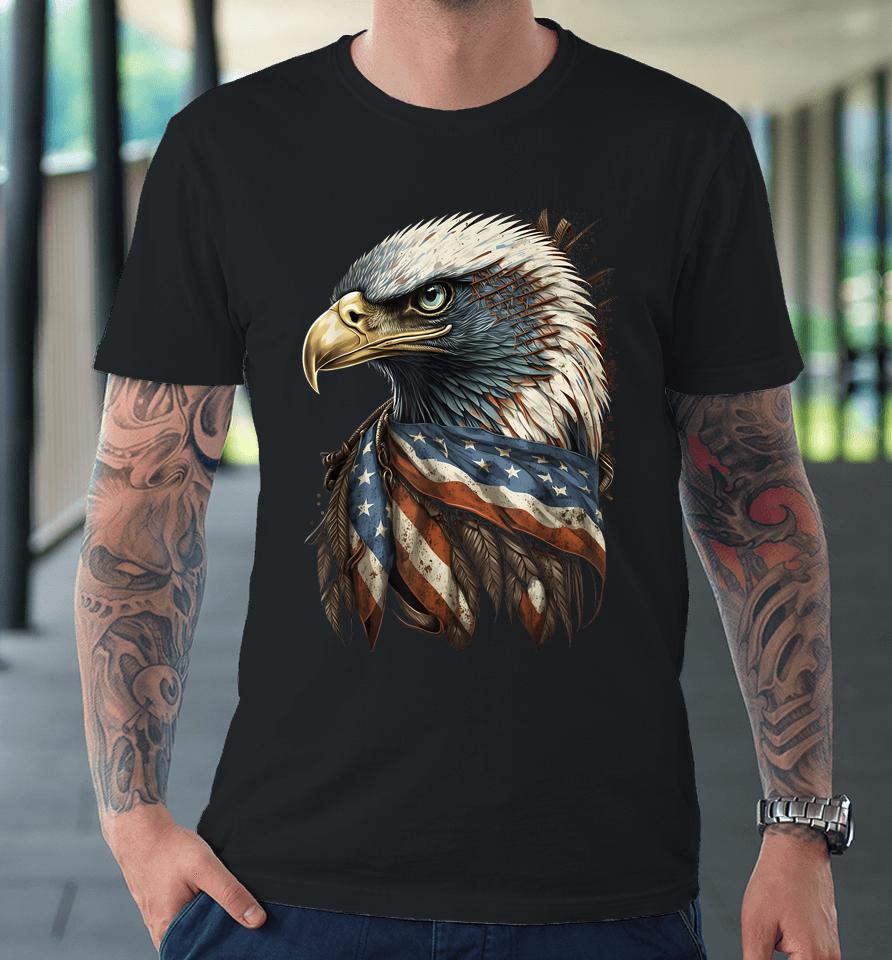 Patriotic Bald Eagle 4Th Of July Men Usa American Flag Premium T-Shirt