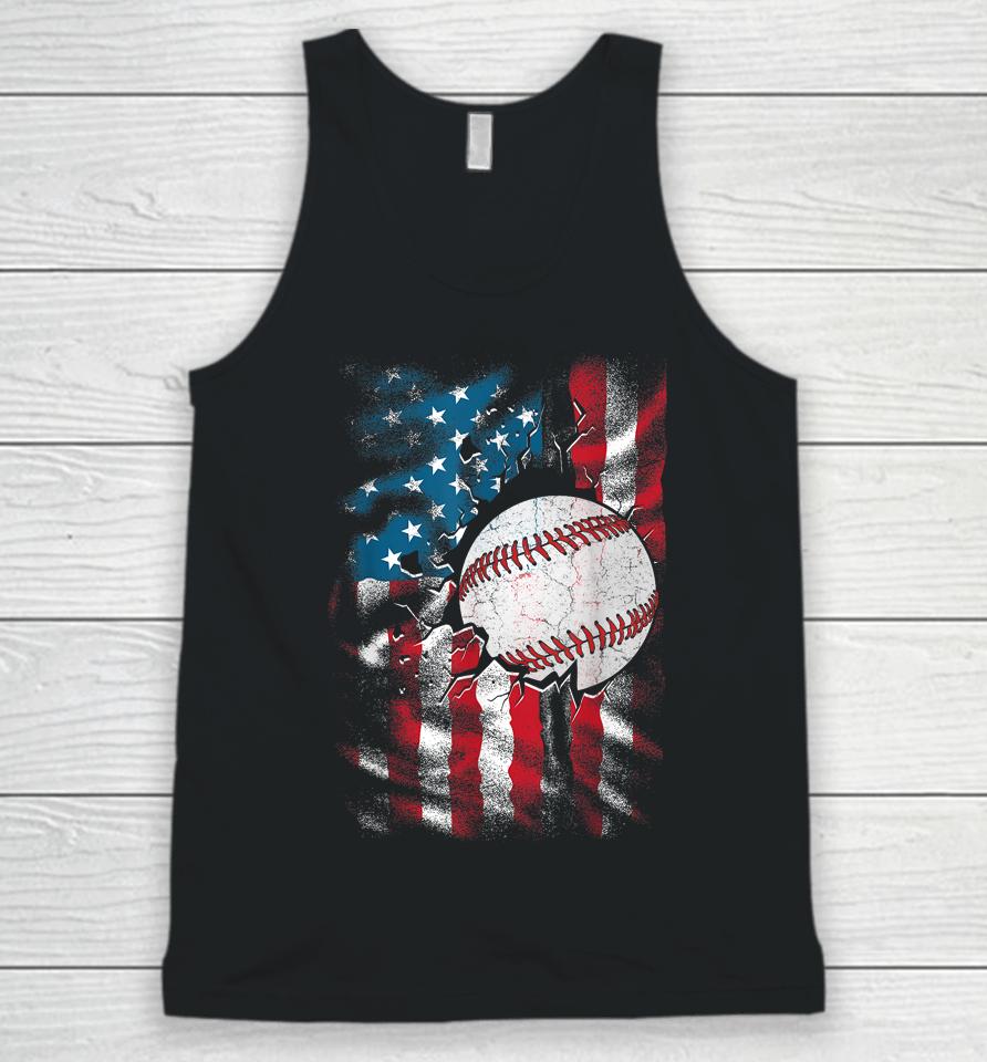 Patriotic Baseball 4Th Of July Men Usa American Flag Boys Unisex Tank Top