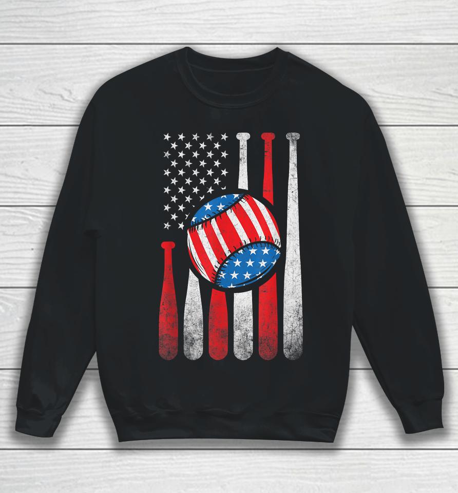 Patriotic Baseball 4Th Of July Usa American Flag Sweatshirt