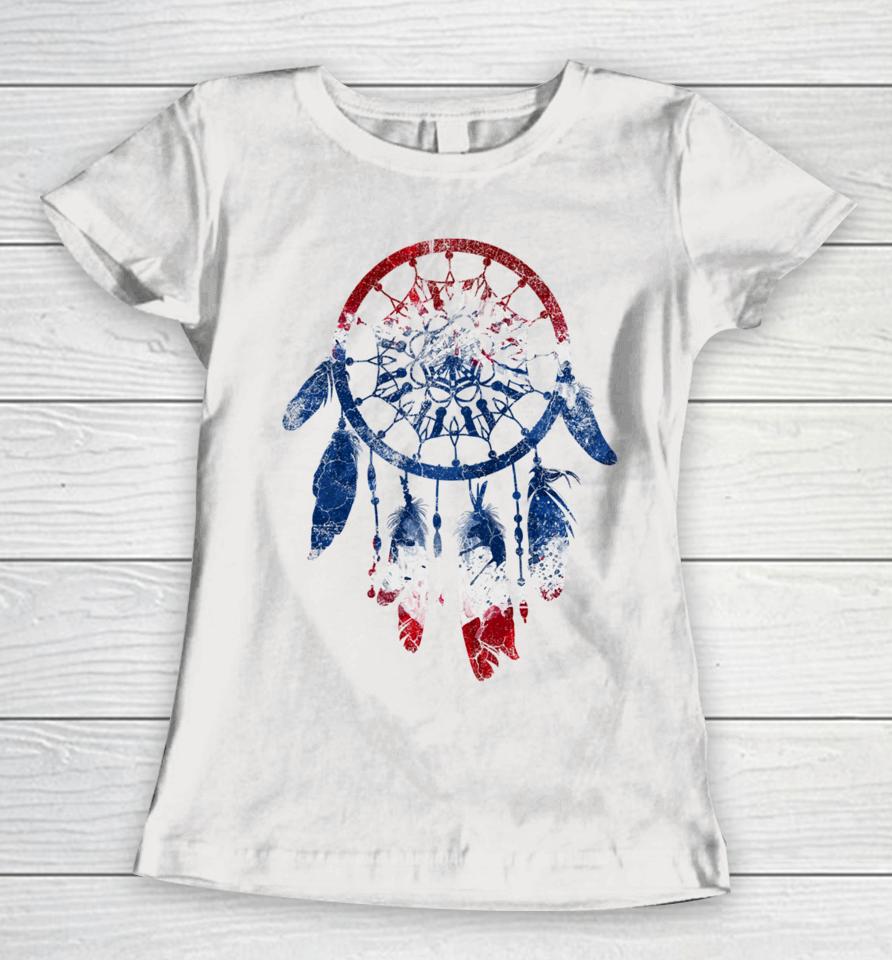 Patriotic Dream Catcher Red White Blue Native American Women T-Shirt