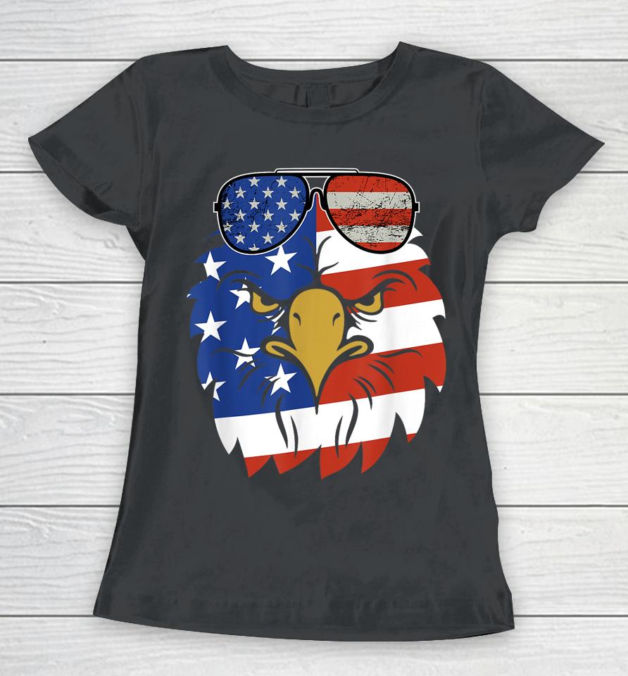 Patriotic Eagle Tee - 4Th Of July Sunglass Usa American Flag Women T-Shirt