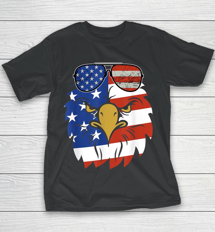 Patriotic Eagle Tee - 4Th Of July Sunglass Usa American Flag Youth T-Shirt