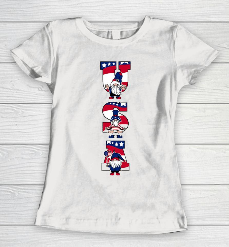 Patriotic Gnomes 4Th Of July With Women T-Shirt