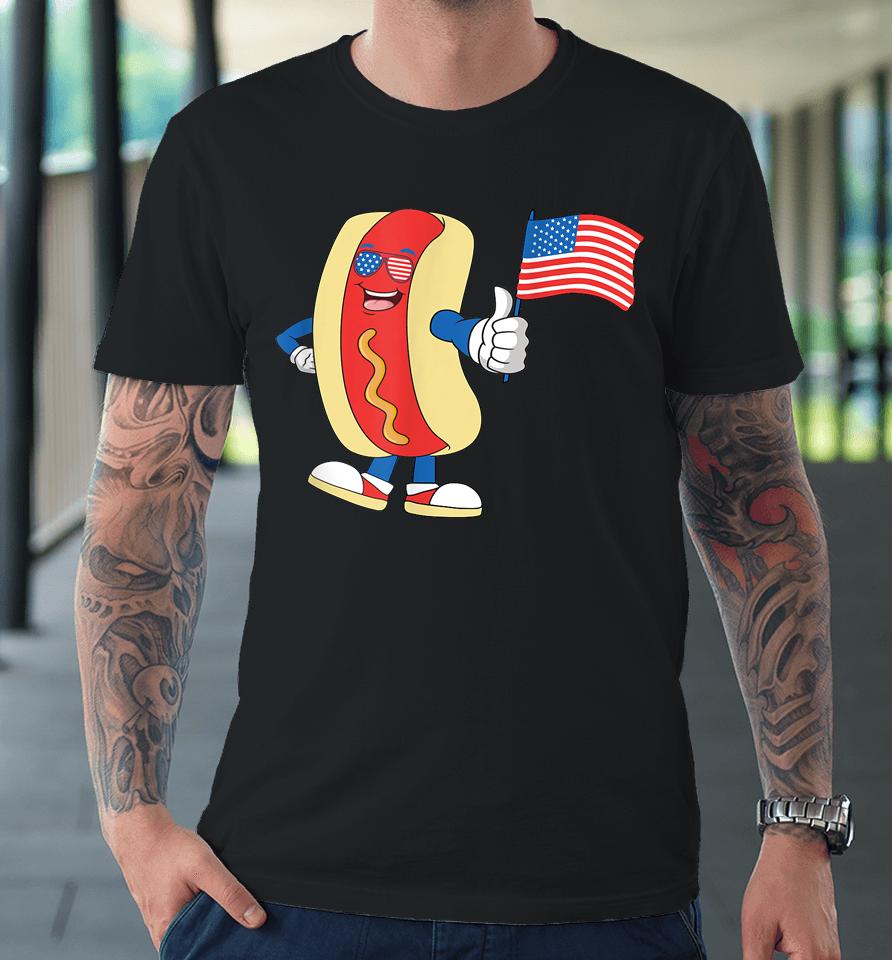 Patriotic Hot Dog American Flag Usa Funny 4Th Of July Fourth Premium T-Shirt