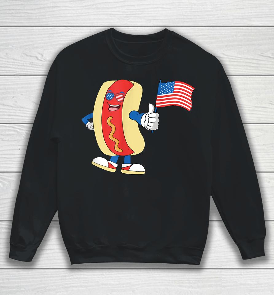 Patriotic Hot Dog American Flag Usa Funny 4Th Of July Fourth Sweatshirt