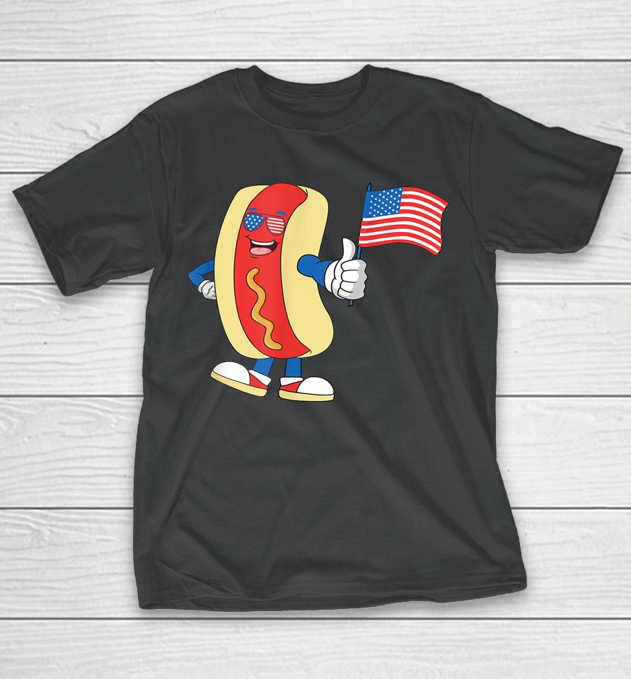 Patriotic Hot Dog American Flag Usa Funny 4Th Of July Fourth T-Shirt