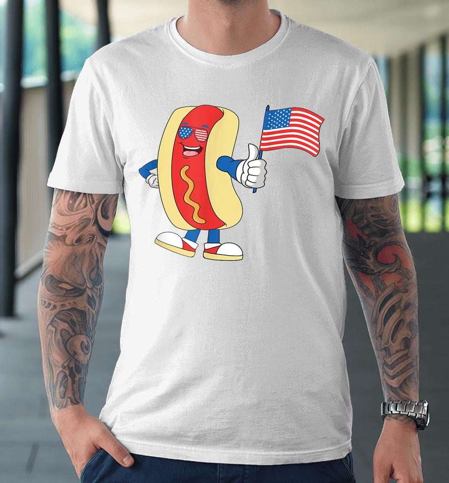 Patriotic Hot Dog American Flag Usa Funny 4Th Of July Fourth Premium T-Shirt
