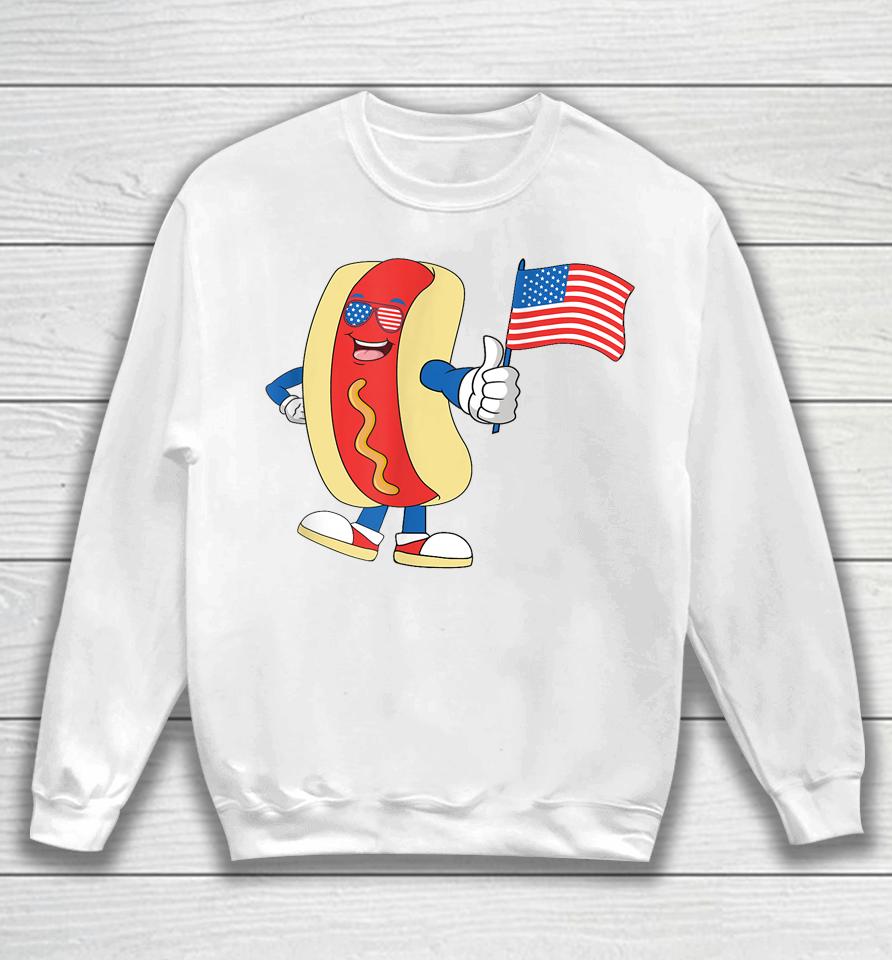 Patriotic Hot Dog American Flag Usa Funny 4Th Of July Fourth Sweatshirt