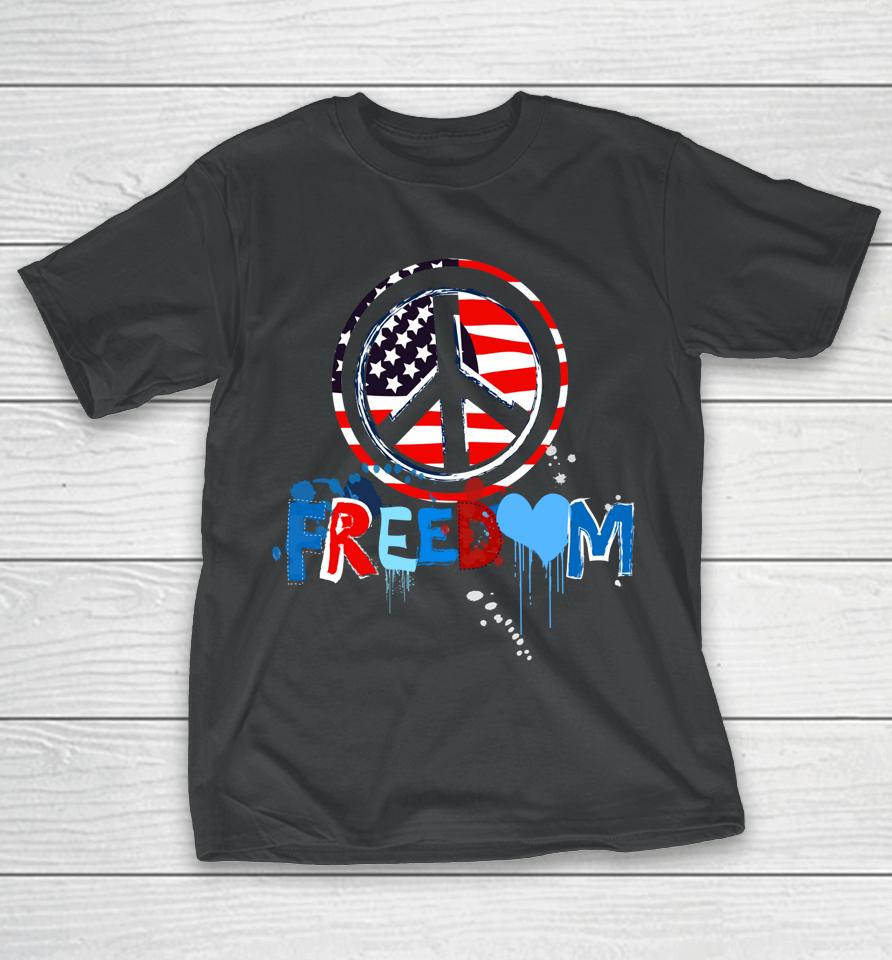 Patriotic Peace Sign Usa Flag Freedom Vote T-Shirt