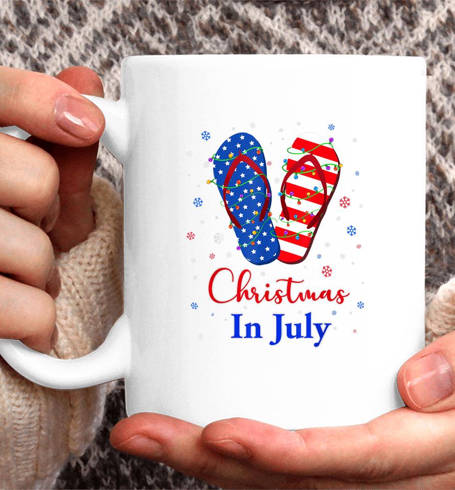 Patriotic Red White Blue Flip Flops Christmas In July Coffee Mug