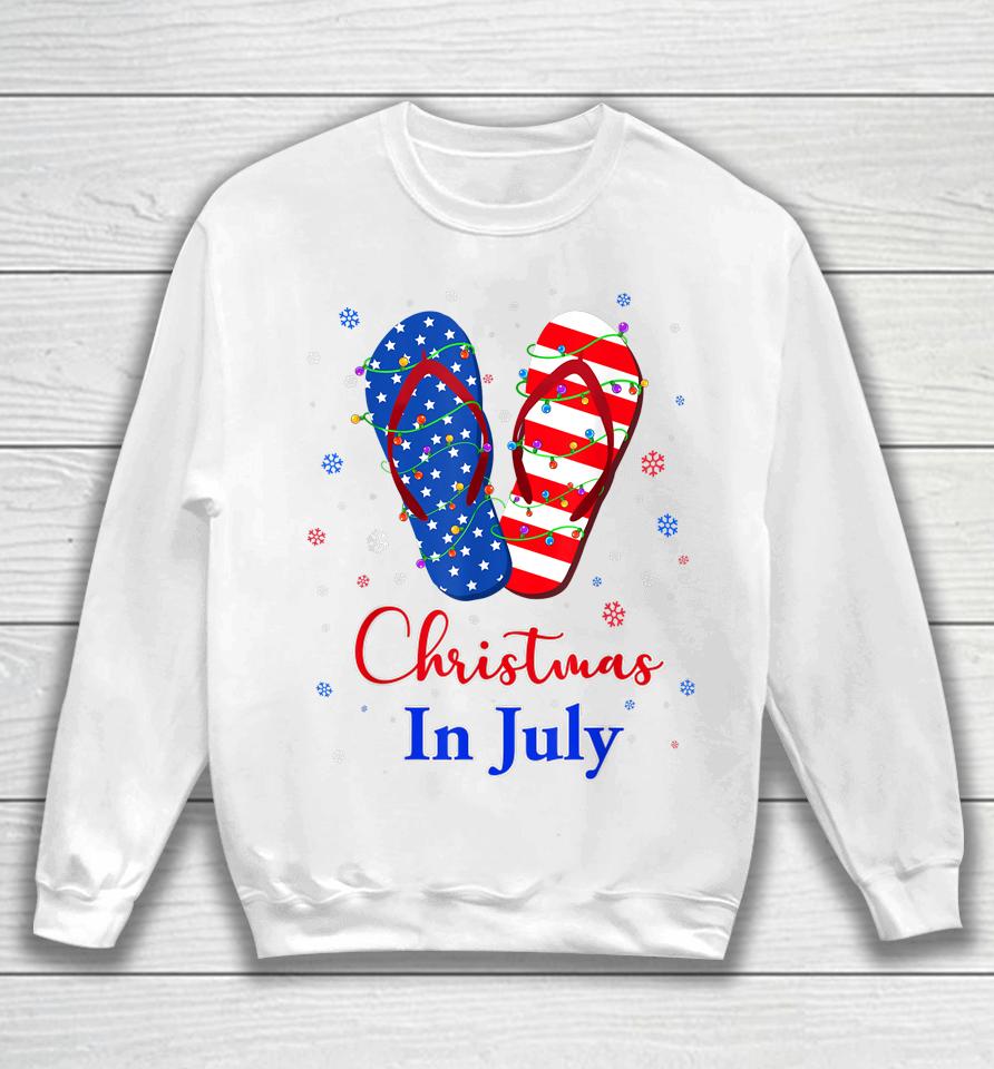 Patriotic Red White Blue Flip Flops Christmas In July Sweatshirt
