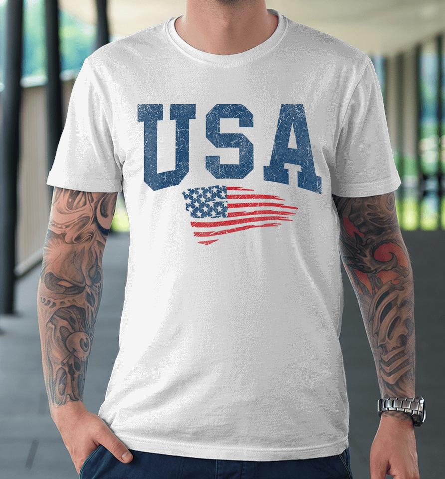 Patriotic Usa Shirt Women Men Kids Distressed American Flag Premium T-Shirt