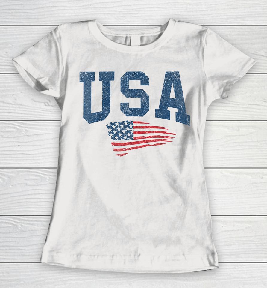 Patriotic Usa Shirt Women Men Kids Distressed American Flag Women T-Shirt