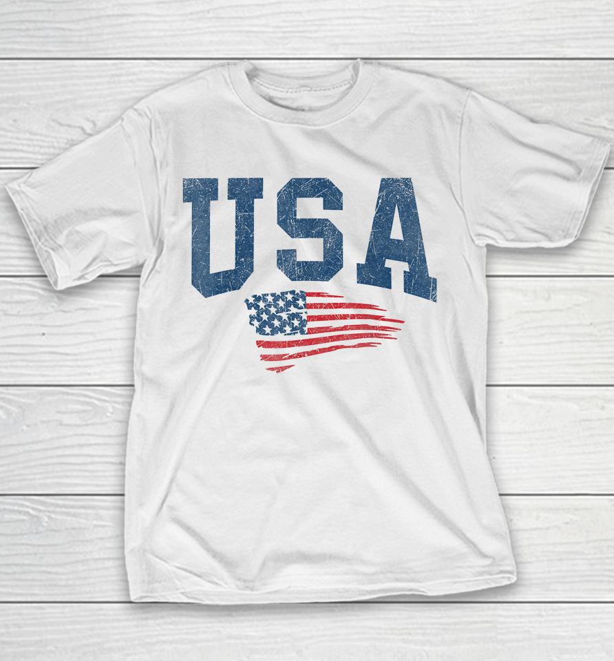 Patriotic Usa Shirt Women Men Kids Distressed American Flag Youth T-Shirt