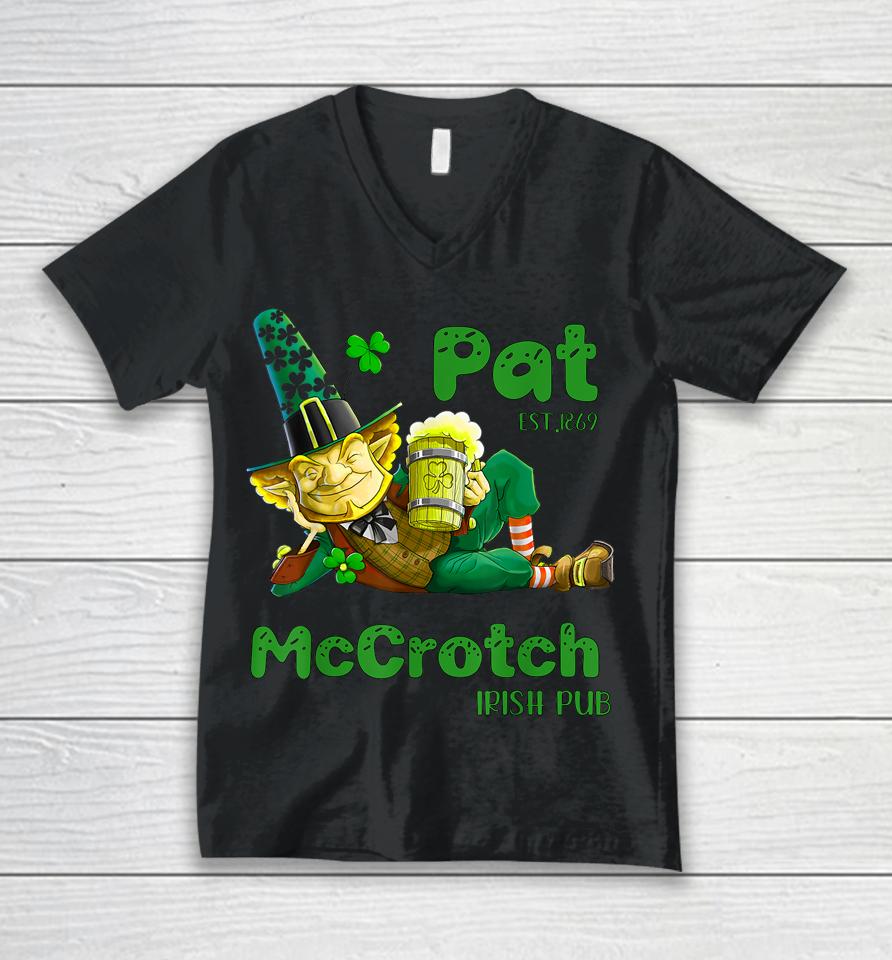 Pats Mccrotch Irish Pub Leprechaun Funny St Patricks Day Unisex V-Neck T-Shirt