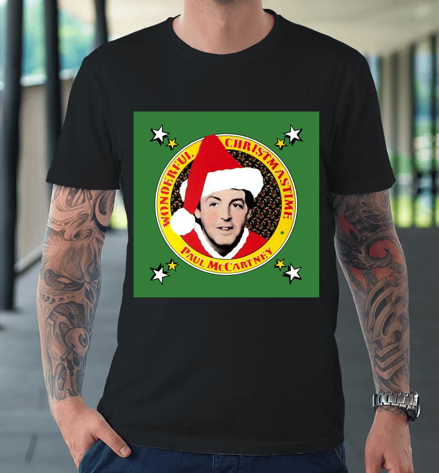Paul Mccartney Wonderful Christmastime Album Cover Premium T-Shirt