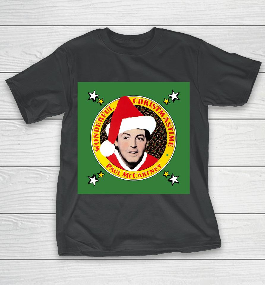 Paul Mccartney Wonderful Christmastime Album Cover T-Shirt