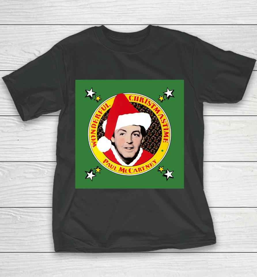 Paul Mccartney Wonderful Christmastime Album Cover Youth T-Shirt