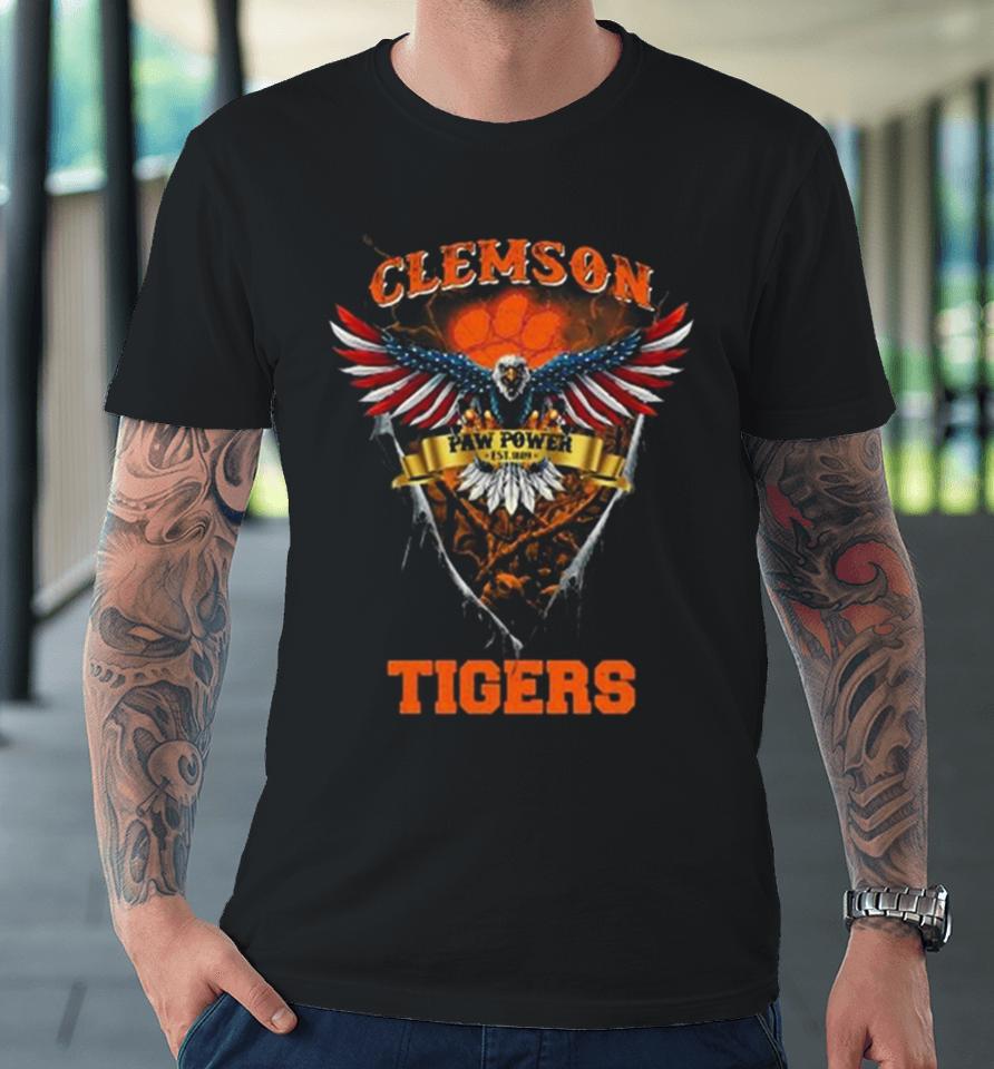 Paw Power Clemson Tigers Football Us Eagle Premium T-Shirt