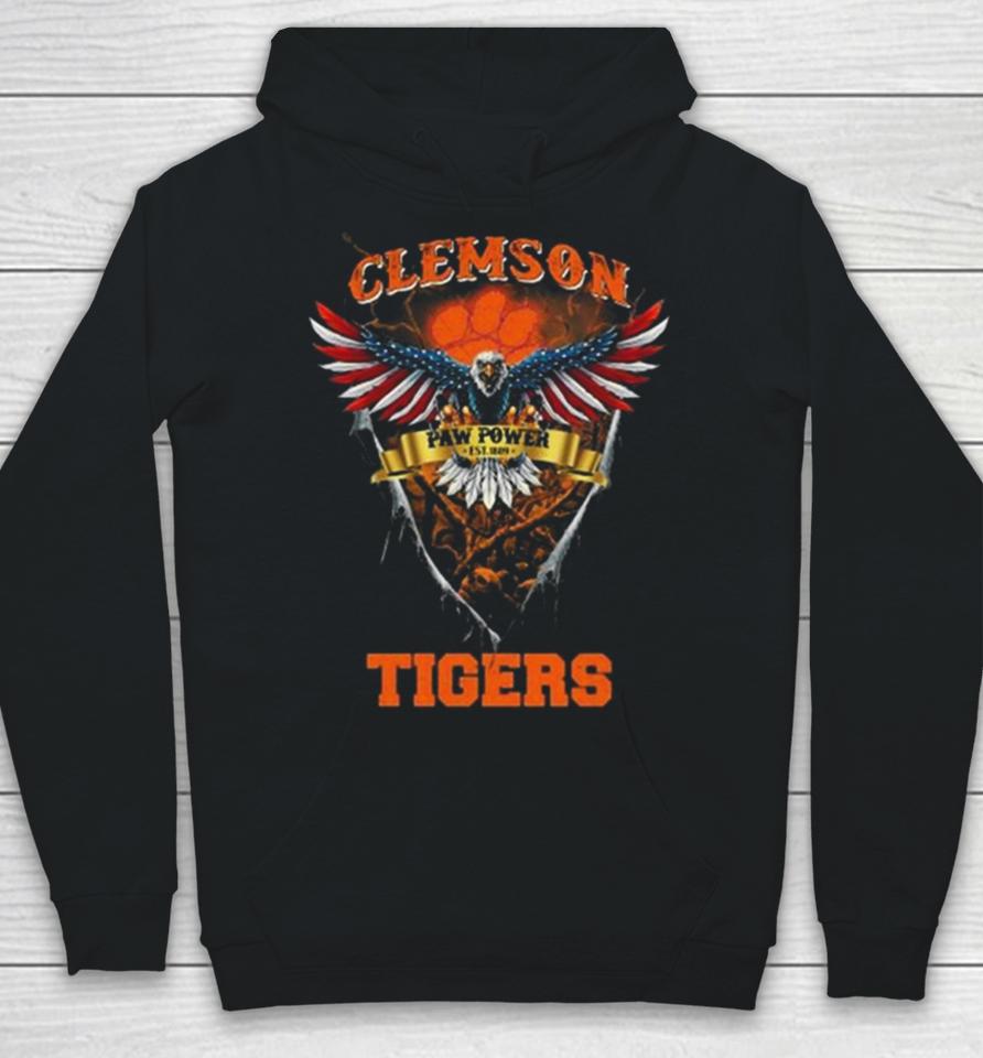 Paw Power Clemson Tigers Football Us Eagle Hoodie
