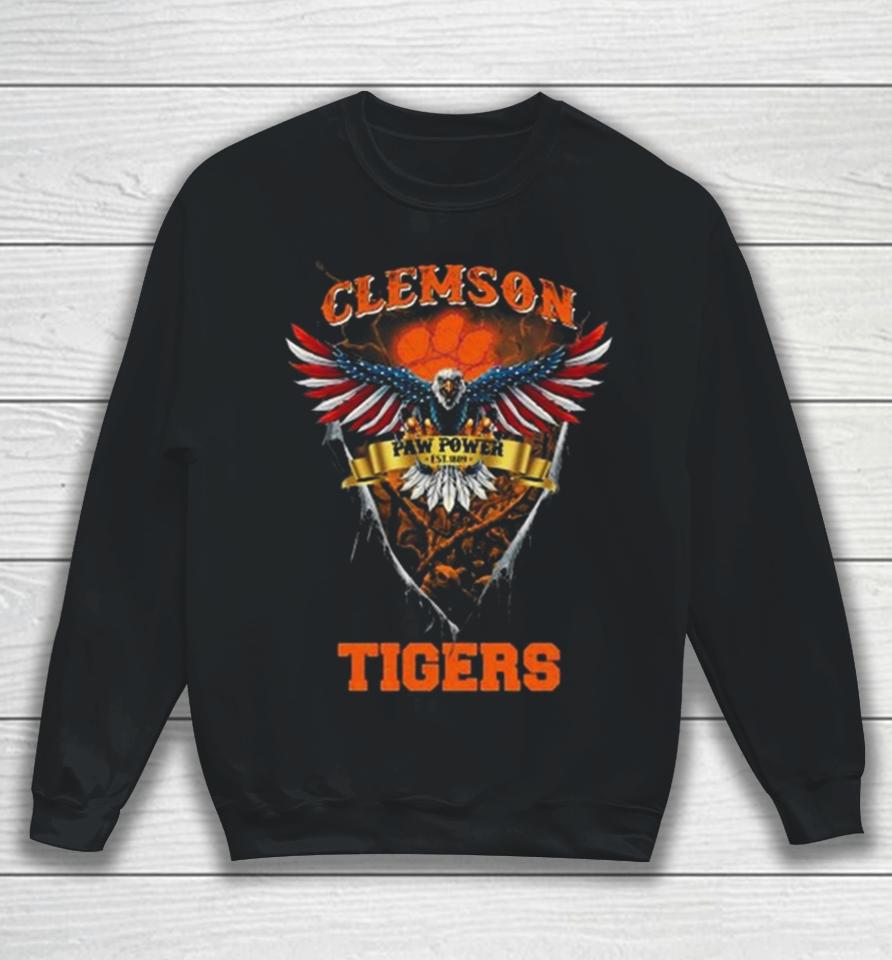 Paw Power Clemson Tigers Football Us Eagle Sweatshirt