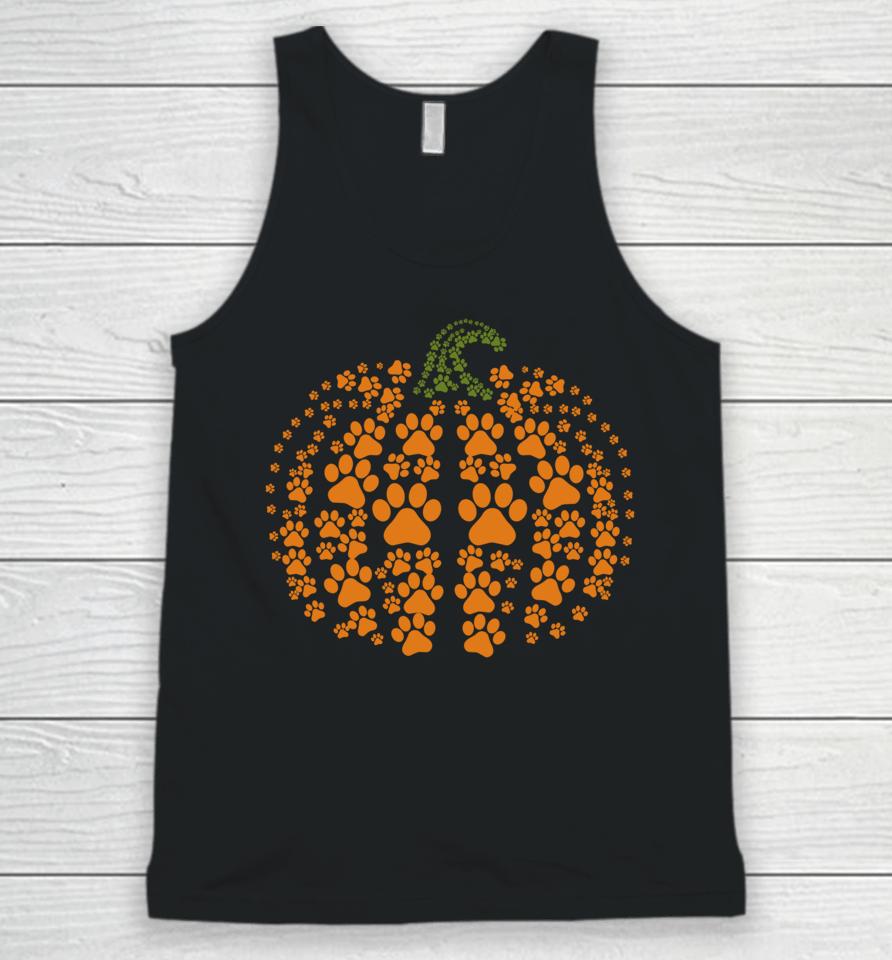 Paws Dog And Cat Pumpkin Funny And Cute Pet Lovers Unisex Tank Top