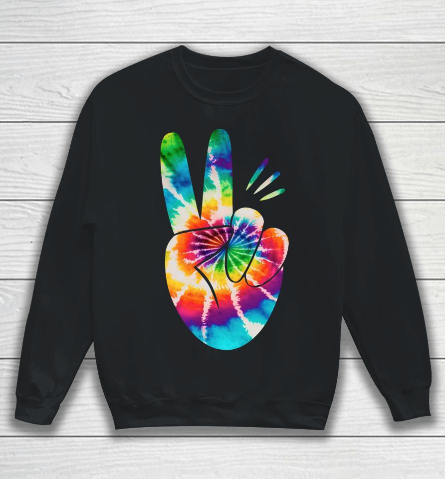 Peace Hand Tie Dye Design For Boys And Girls Sweatshirt