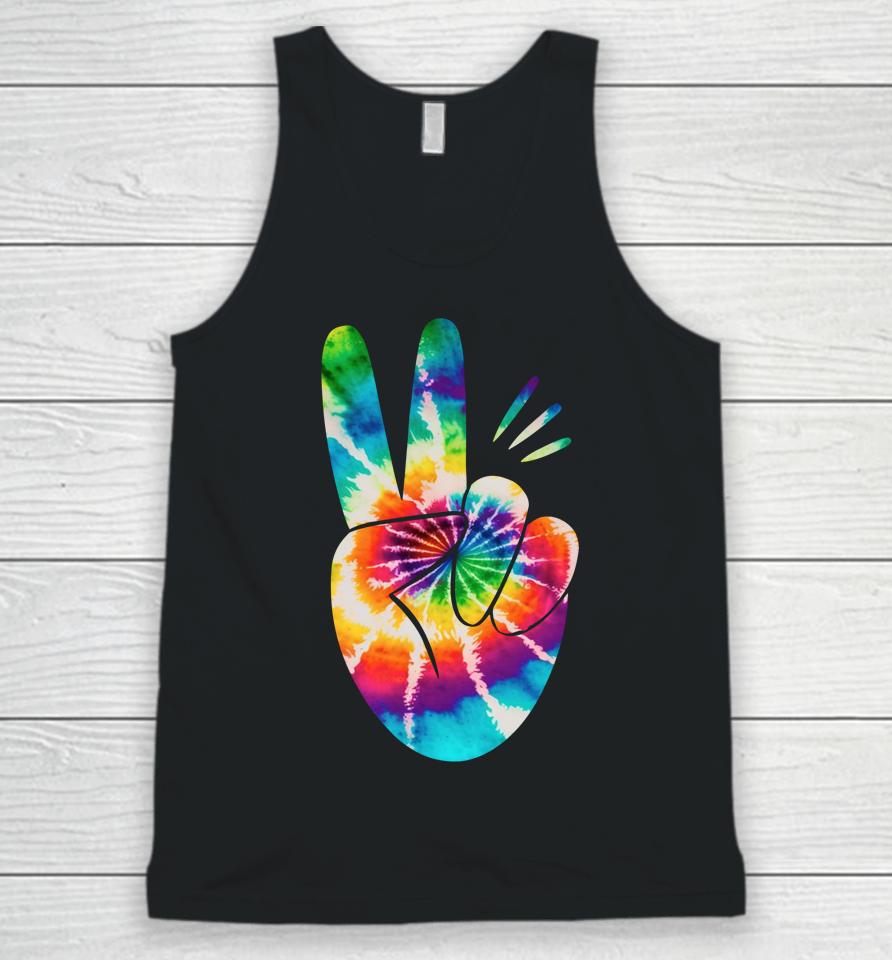 Peace Hand Tie Dye Design For Boys And Girls Unisex Tank Top