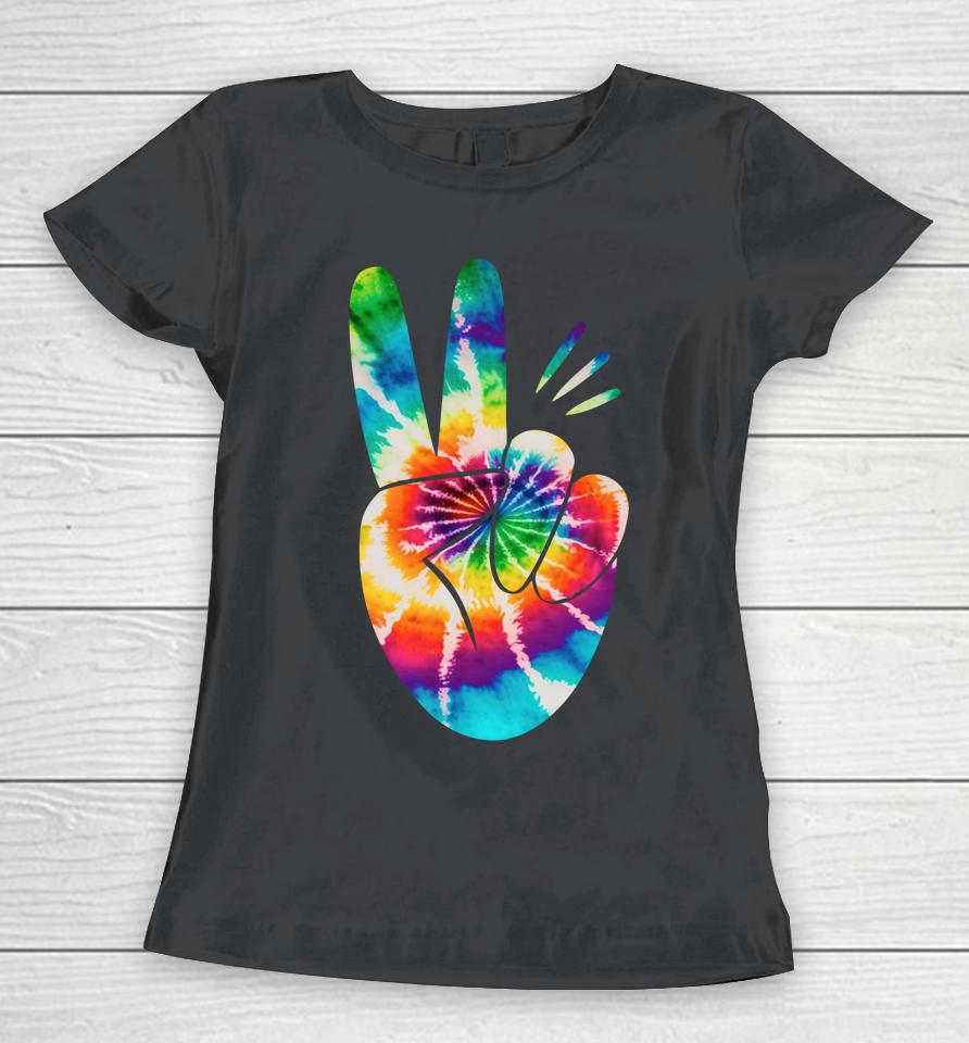 Peace Hand Tie Dye Design For Boys And Girls Women T-Shirt