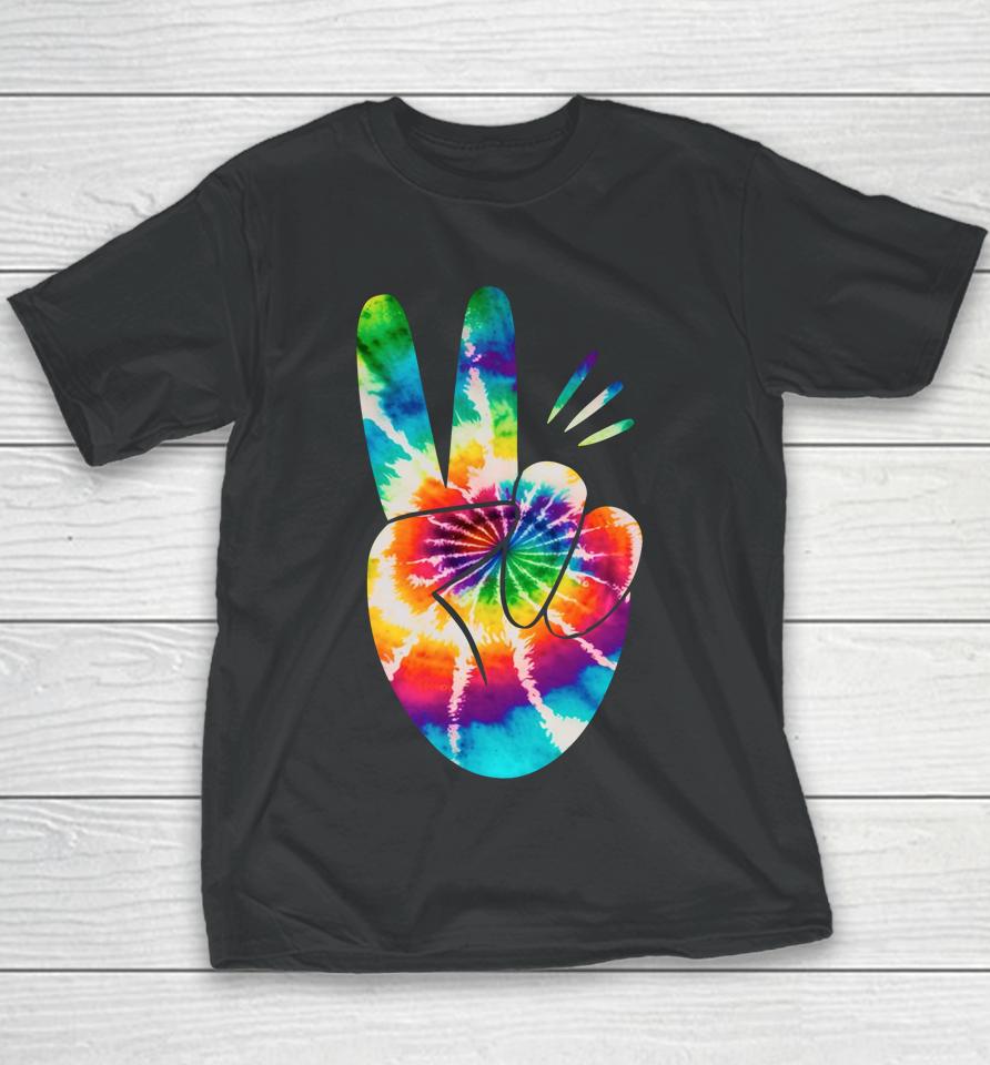Peace Hand Tie Dye Design For Boys And Girls Youth T-Shirt